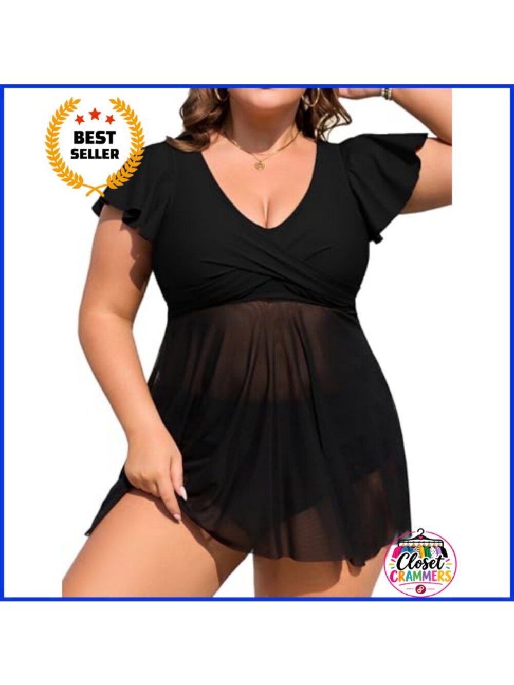 Plus Size Tankini Swimsuit Swim Dress Tummy Control Bathing Suit